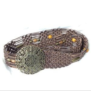 Boho Faux Leather Macrame Belt
